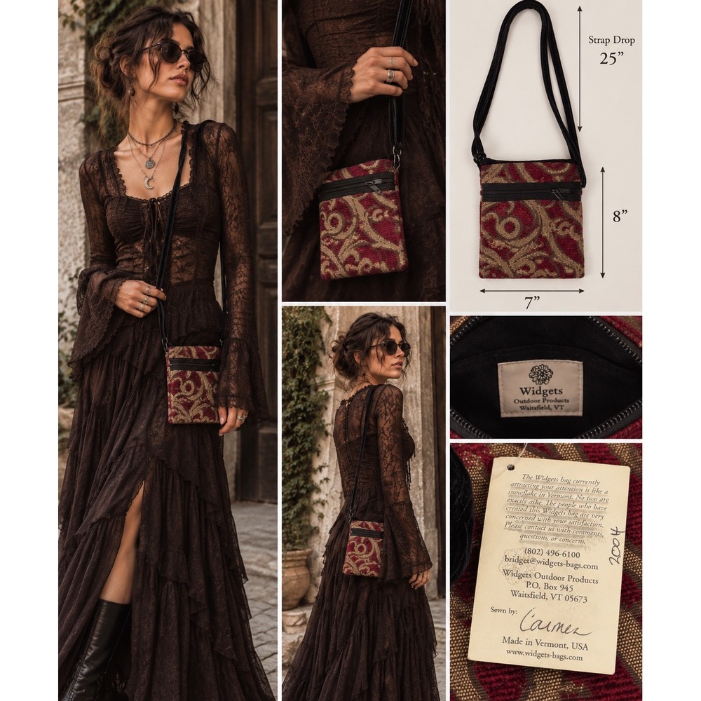 2004 Y2K Whimsigoth Tapestry Crossbody Bag Handmade Vermont NWT Boho Widgets Art